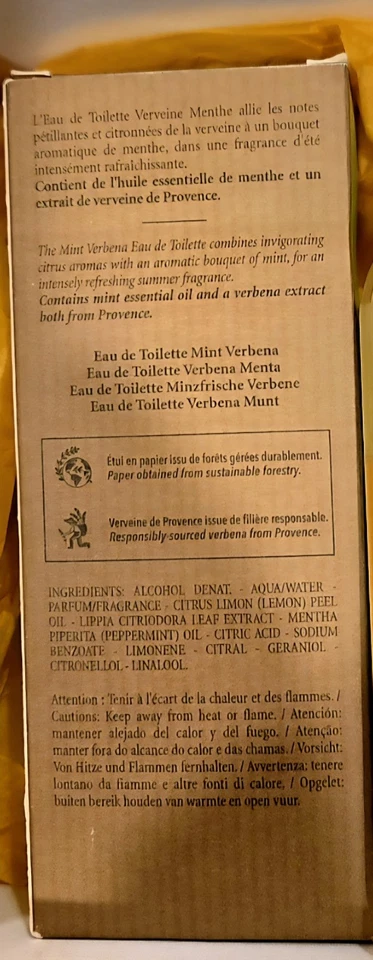 L'Occitane Verveine Menthe Eau de Toilette Spray 3,3 flüssige Oz. Mint Eisenkraut Neu im Karton - Bild 2 von 4