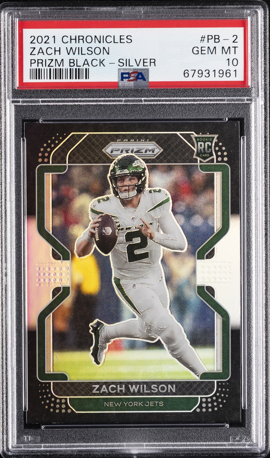 2021 PANINI CHRONICLES PRIZM BLACK SILVER #PB-2 ZACH WILSON PSA 10