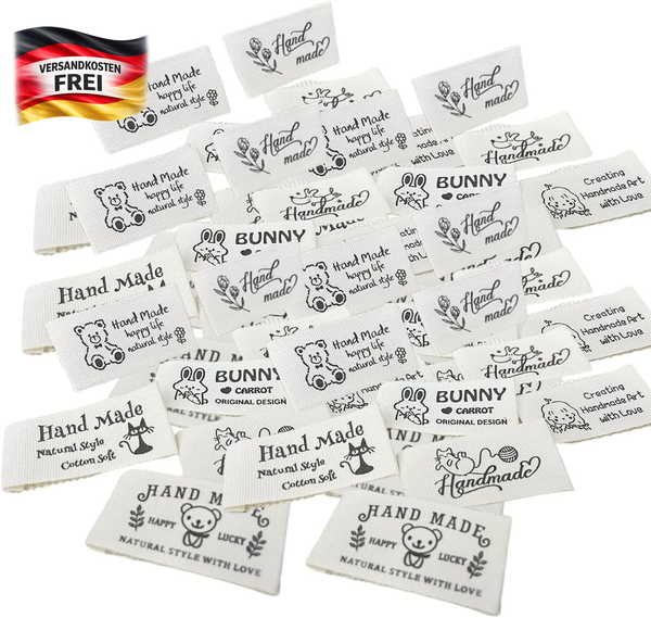 50 Pcs Handmade Label Zum AnnäHen Aus Stoff Label NäHen Handmade Etiketten Einnä-image