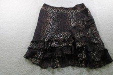 Express Skirt Womens XS Brown Black 100% Silk...
