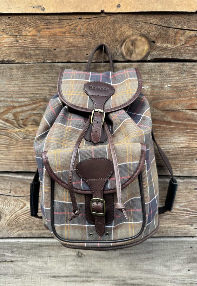 barbour traveller backpack Barbour Vintage Tartan Knapsack Backpack Bag OS