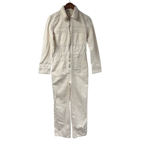 Free People White Jumpsuit 0 Jean Coveralls Wide Leg