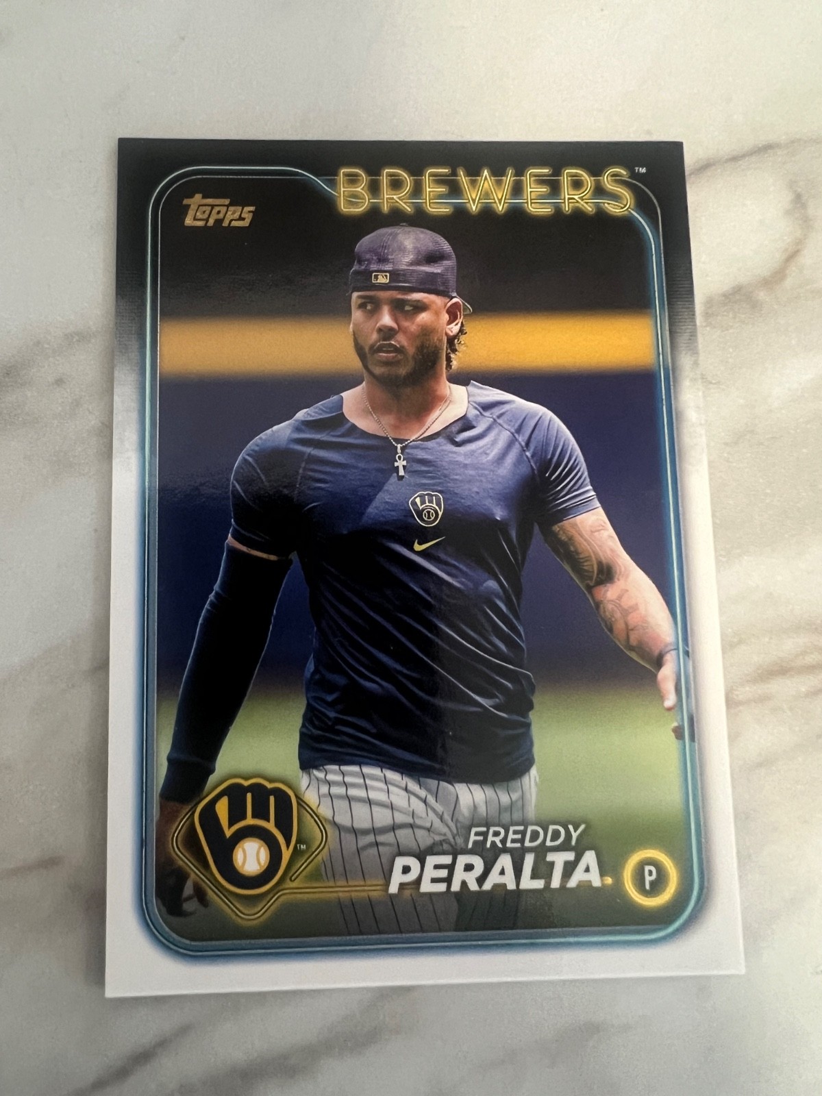Freddy Peralta 2024 Topps Series 1 #26 Golden Mirror Image SSP Brewers EH1