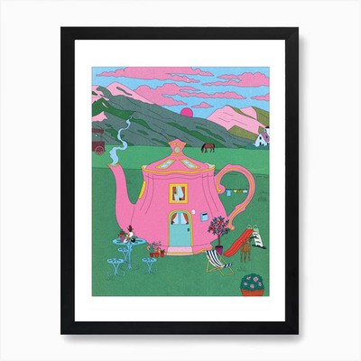 Das Teekanne Haus Kunstdruck gerahmt Wandbild Poster Leinwanddruck Bild