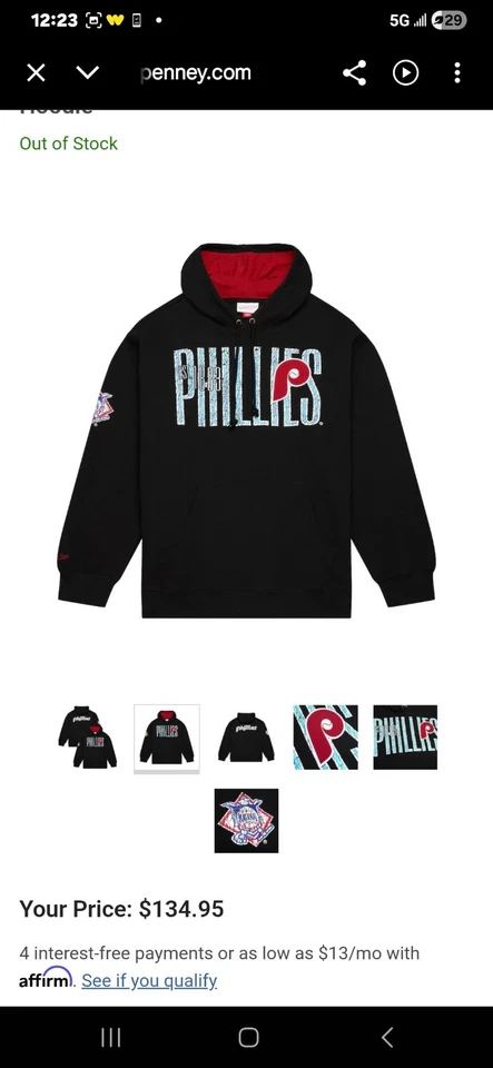 New Mitchell Ness Philadelphia Phillies Hoodie Size Small - Image 3 of 4