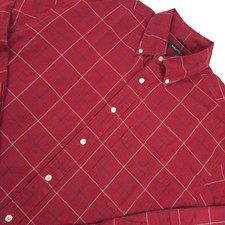 Nautica Men's Large Red Plaid Button Down Shirt 100 Cotton Long Sleeve Casual L