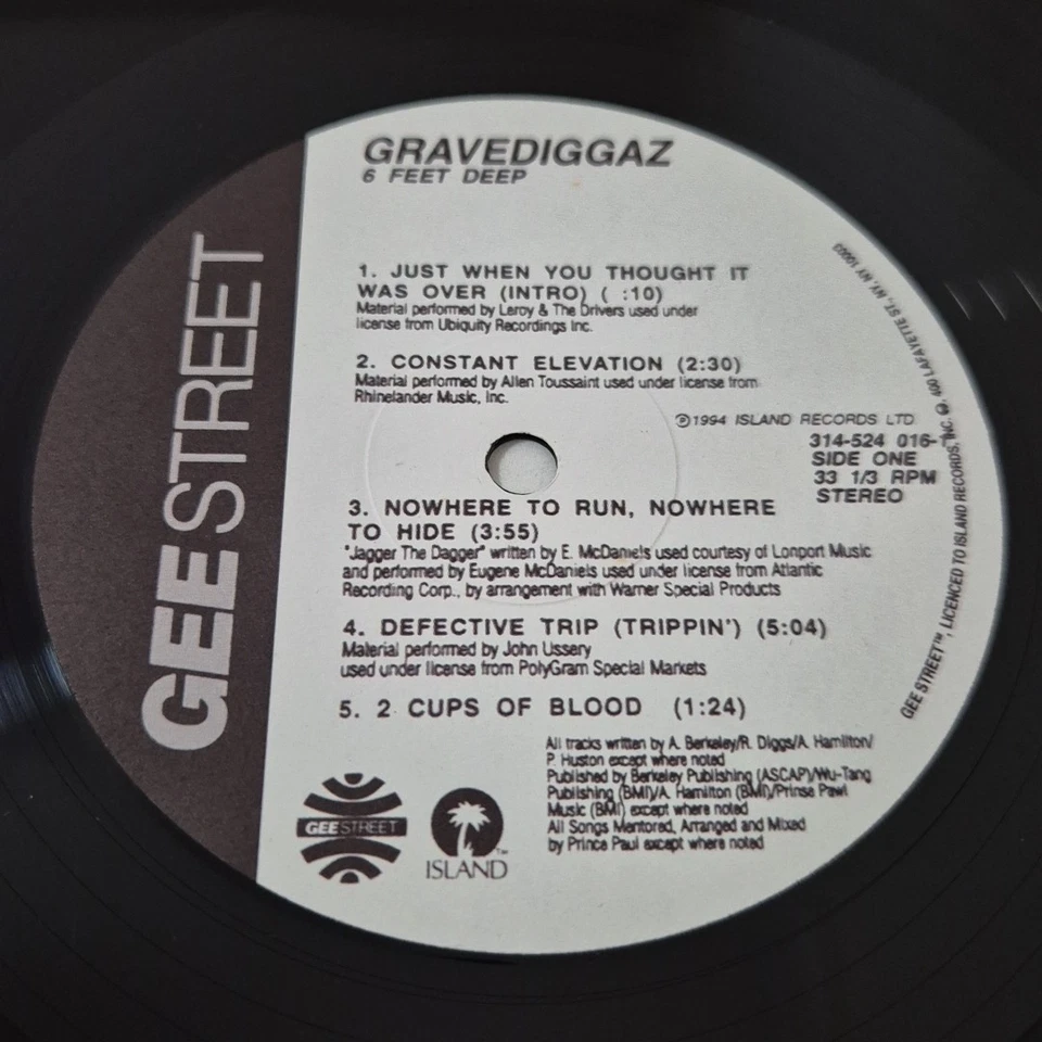 GRAVEDIGGAZ '6 Feet Deep' 1994 Rap/Hip-Hop Original 12" Vinyl Double LP Record - Image 4 of 4