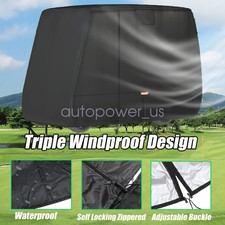 UV Prevent Waterproof Golf Cart Cover Zipper For EZGO Club Car Yamaha Black