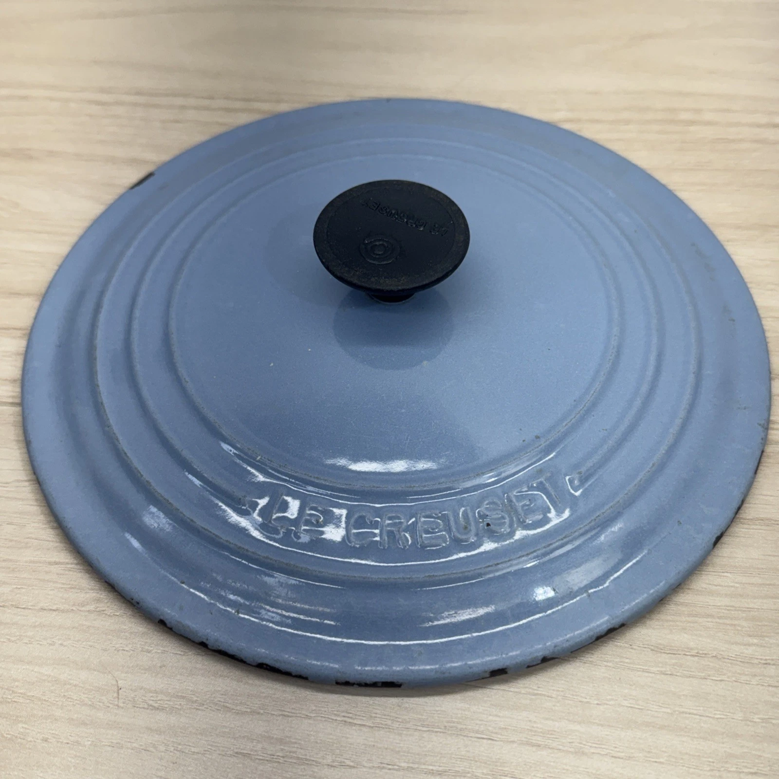 Vintage Le Creuset 22cm Dutch Oven Lid Blue Gray Enamel France Lid Only