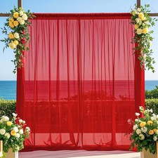 2 Panels Red Drapes 29x120 Inch Chiffon Backdrop Curtains Wedding Party Decor