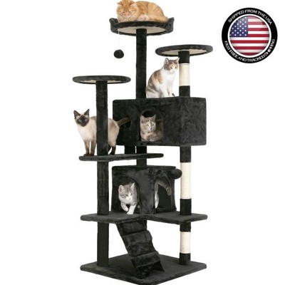 54'' Dark Gray Cat Tree Tower - Multi-Level Activity Center for Indoor Cats