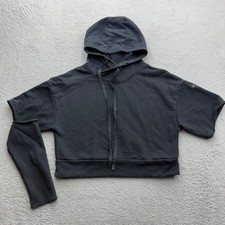 Alo Yoga Womens Cropped Hoodie Charcoal Grey Cotton Blend Size M