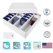 Trading Card Storage Box, 4 Row 3200 Count Collector Cards Box with Divider, Whi