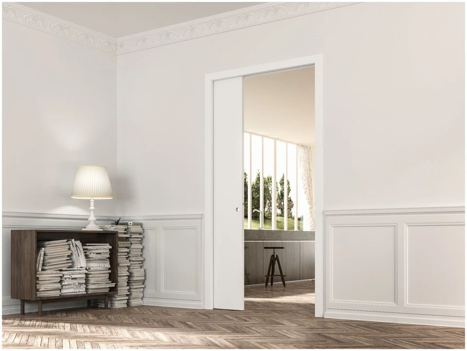 Eclisse EKQ3484 Sistema de Puerta de Bolsillo Kit de Marco de Acero para 34" x 84" - Plateado Foto 2 de 4