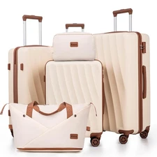 Luggage Sets 5 Piece Suitcases with Wheels,ABS Hard Case Suitcases with Spinn...
