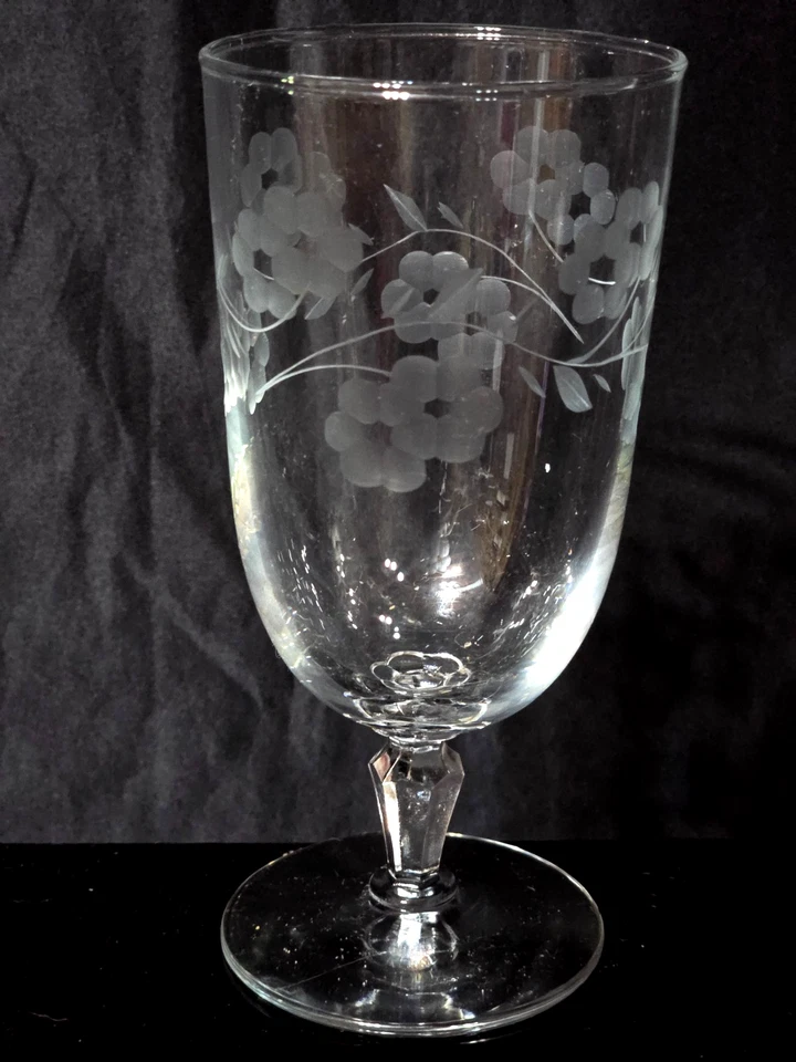 Vintage LIBBEY GLASS 6.75" Iced Tea Glass GLENMORE Etched Floral - Set Of 6 - Image 3 of 4