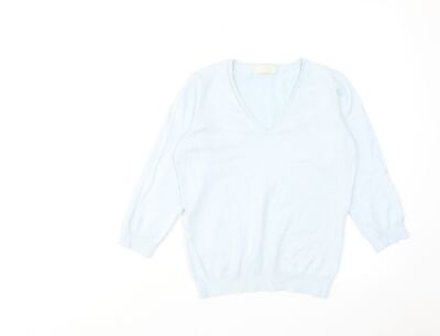 Marks and Spencer Damen Blau V-Ausschnitt Viskosemischung Pullover Größe 12