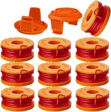 10 Pack 10 ft. 0.065" Fyange String Trimmer Replacement Spool Line w/2 Caps
