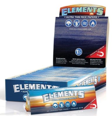 Elements 1.25 Rolling Paper - Full Box 25 PACKS - Ultra Thin Rice 1 1/4 Size