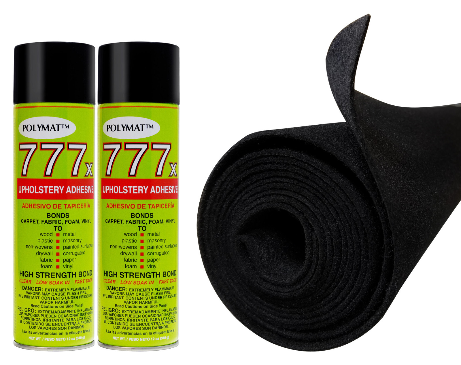 16FT X 45" +2 777 CANS backed BLACK CAR,DJ SPEAKER BOX TRUNK LINER CARPET