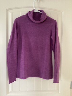 Elena Solano Womens Medium 2 Ply 100% Cashmere Purple Turtle Neck Sweater 