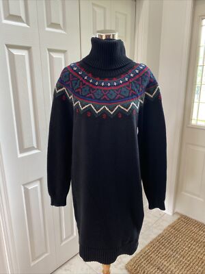 black and blue sweater dress NWT Lauren Ralph Lauren Fair Isle Giraline L $225 Ivanka Trump dazzled in while the flutter sleeves xx10 Tights Color:Ivory Nude