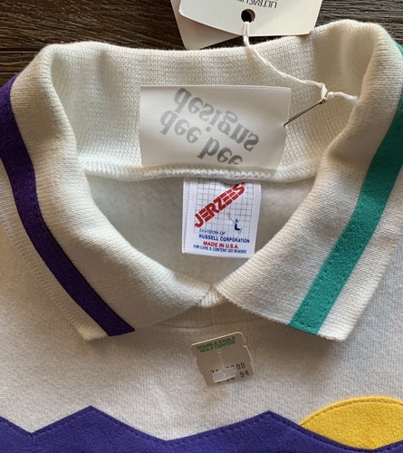 Vintage Jerzees Golf Sweatshirt Collard Suede Applique Sunset Women’s LARGE NEW - Picture 6 of 10