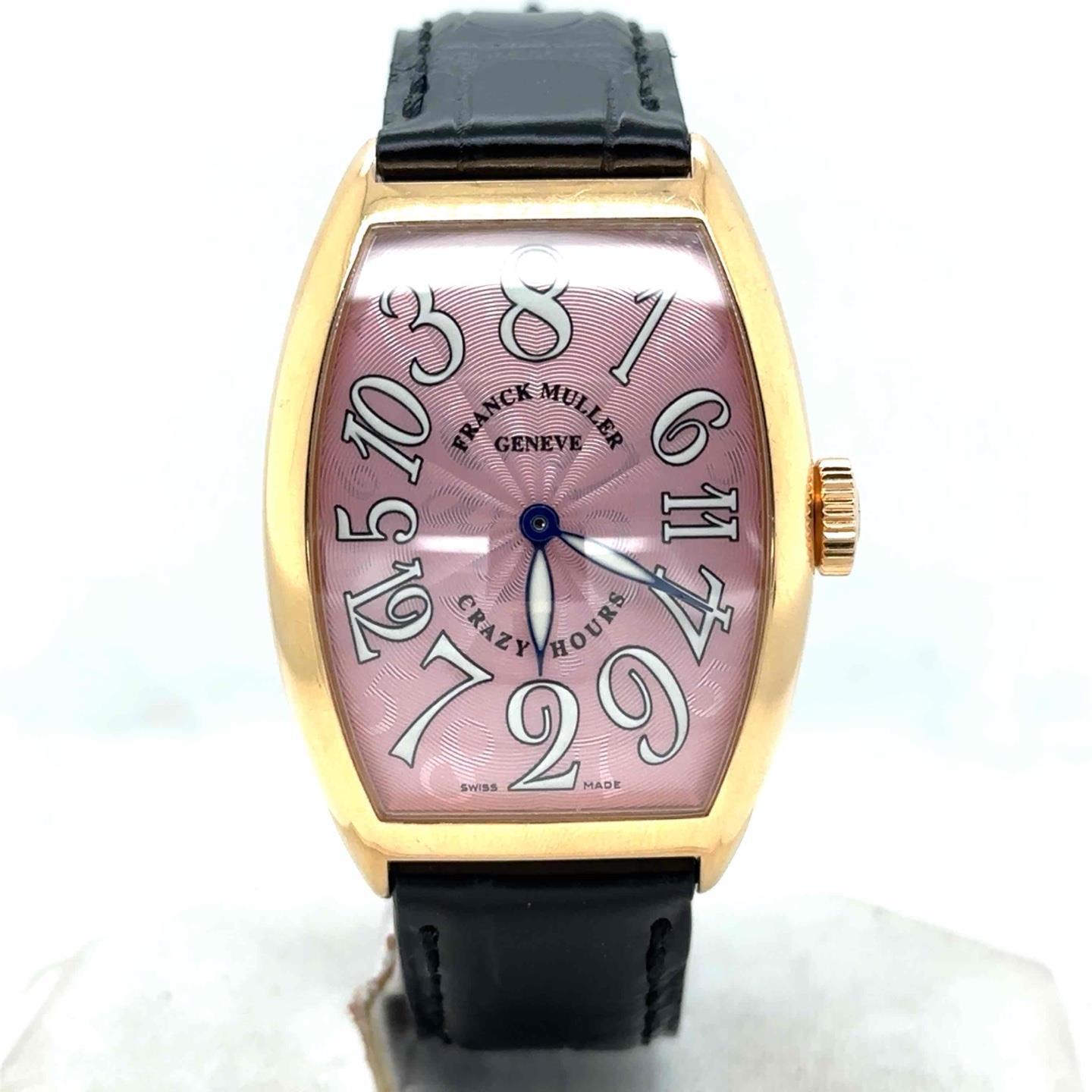 Franck Muller Crazy Hours Automatic 32mm 18k Rose Gold Pink Dial Mens 5850 CH 5N