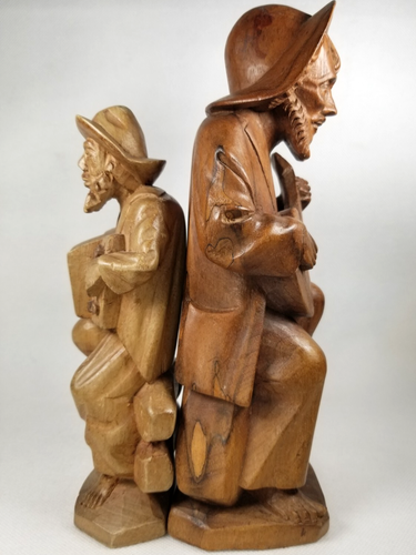 2er Set Ecuador Ecuadorianische Volkskunst handgeschnitzt Holz Musiker Statuen 20. Jh. - Bild 10 von 24