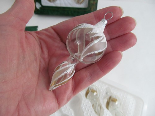 11 Holiday Time Glas Weihnachtsschmuck verziert klein Glitzer Vintage C2 - Bild 6 von 11