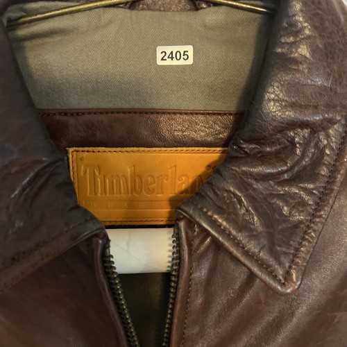 VTG Timberland Weathergear Bomber Coat Jacket Men's M Cowhide Leather 90's 2405 - Picture 11 of 11