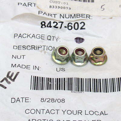 Arctic Cat Snowmobile OEM 6x1.0 Hex Flange Nylon Lock Nuts 8427