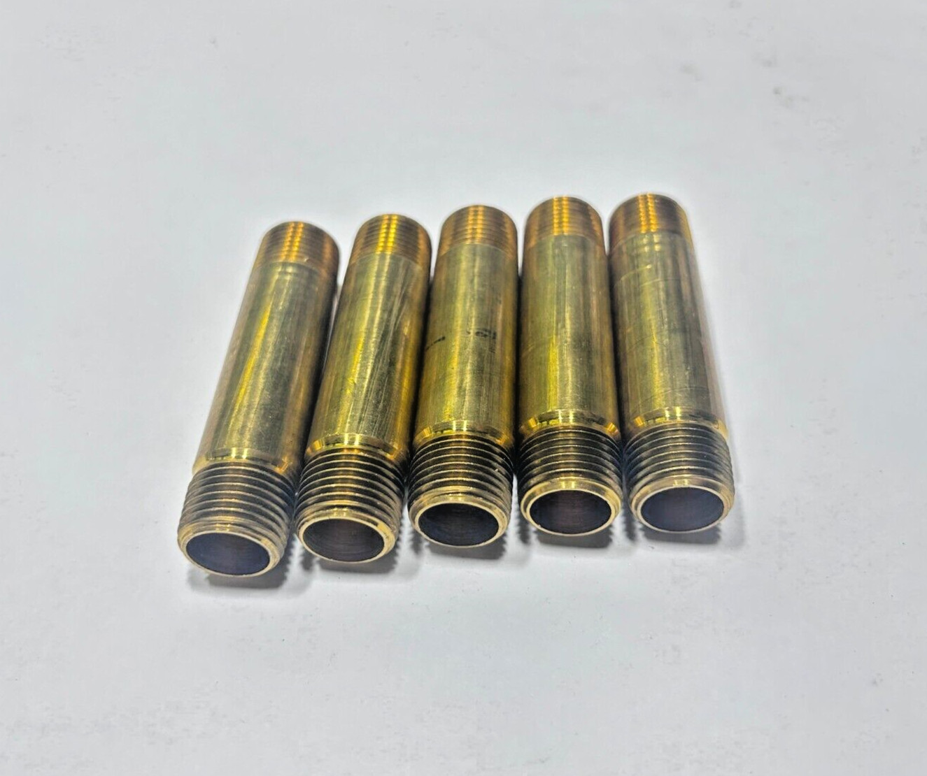 (5) 215PNL-8-35 PARKER Brass 1/2" MPT x 3.5" Long Pneumatic Threaded Nipple