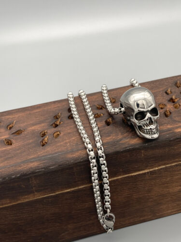 Totenkopf Anhänger 316L Edelstahl Skull + 60cm stabile Halskette Set - Bild 1 von 8