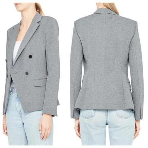 Theory Double-Breasted Angled Blazer Jacket size 0 in Gray - Picture 5 of 6