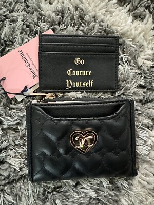 Juicy Couture Black Quilted Heart Wallet With Card Case