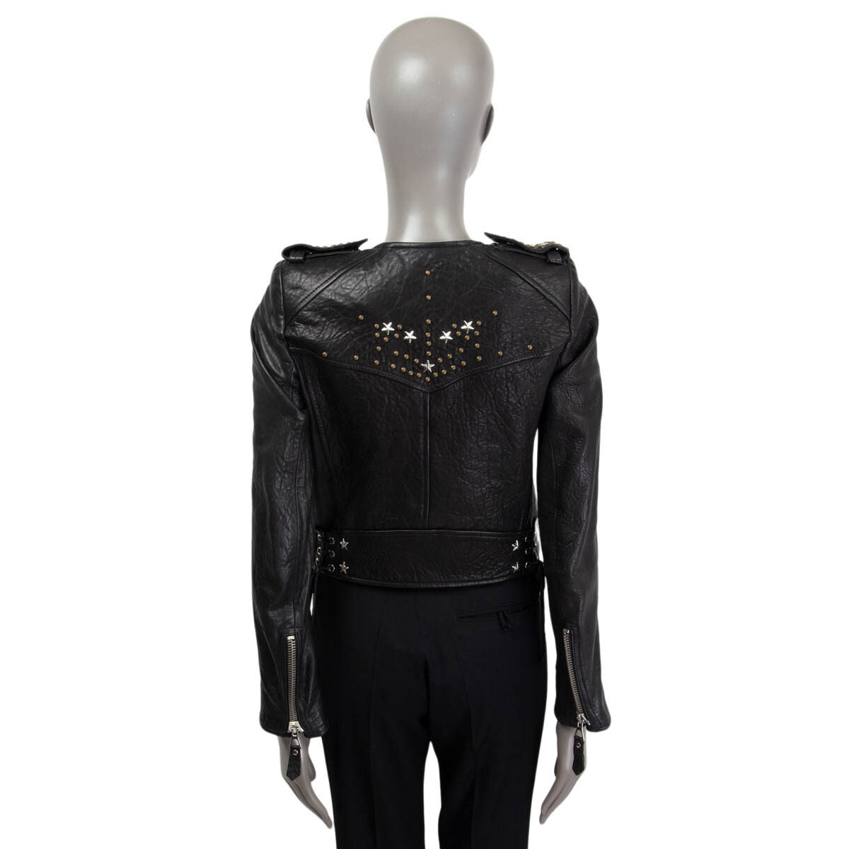 65996 auth ISABEL MARANT black leather STUDDED BIKER Jacket 36 XS image 4