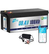 36V 100Ah LiFePO4 Battery 15000+Cycles Lithium Bluetooth Solar RV Trolling Motor