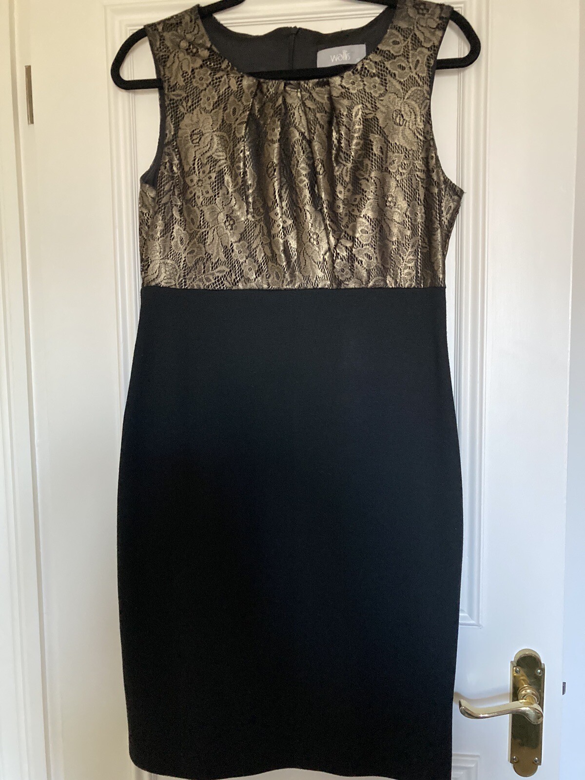 Ladies Wallis dress, black/gold, size 12 eBay