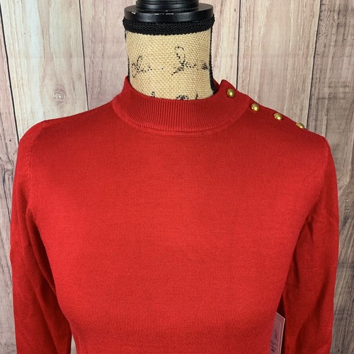 Cielo Sweater Womens Size Small Red White Shirt Tail Gold Button Tunic NWT - Picture 2 of 9