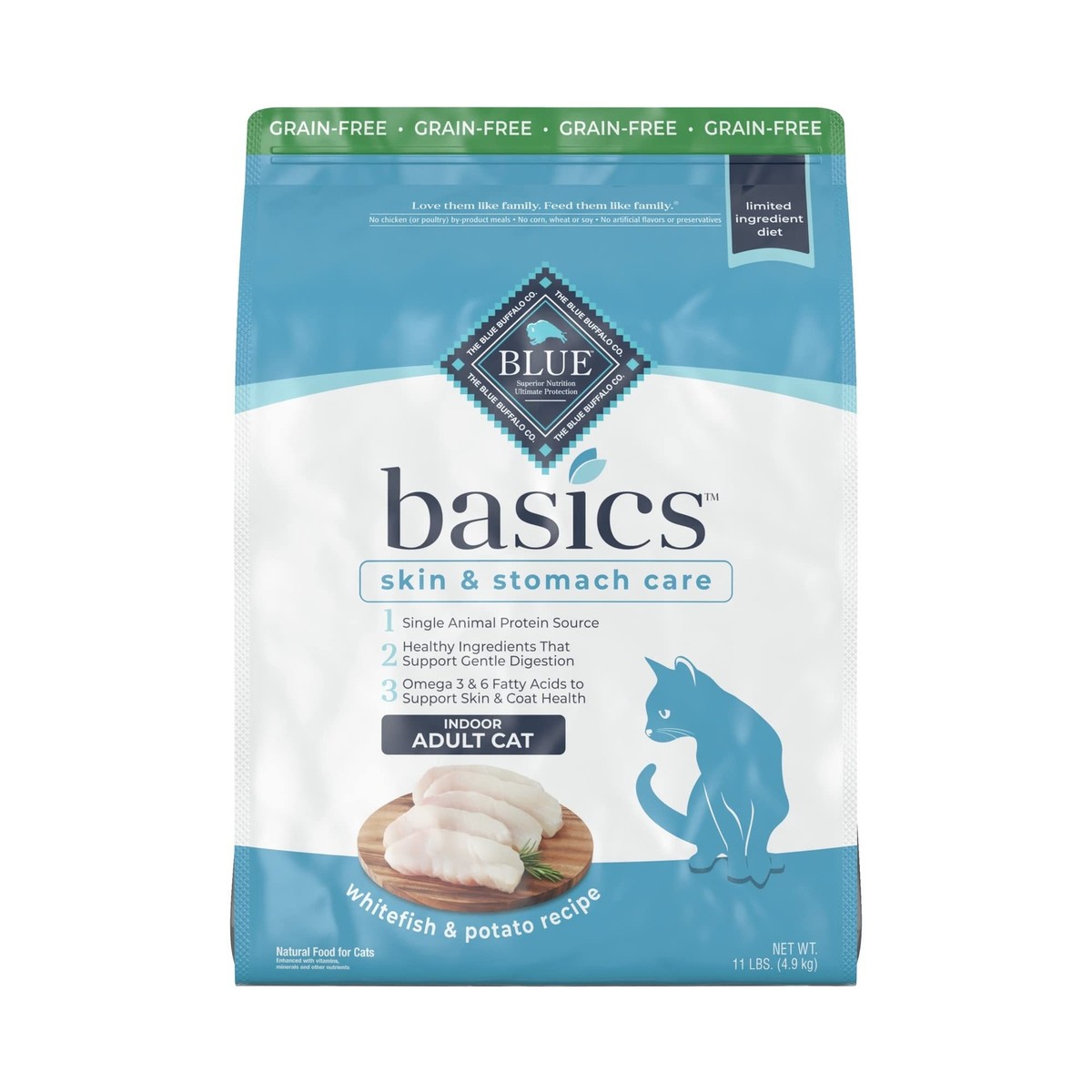 Stomach Care Blue Buffalo Basics Turkey And Potato Cat Food Blue