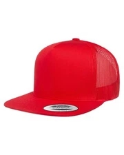 YP Classics Yupoong Flat Bill Trucker Cap Structured Meshback Snapback Hat 6006