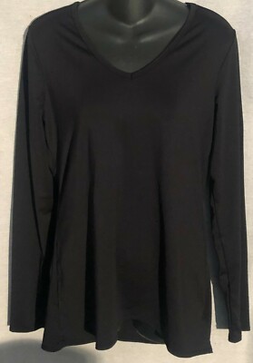 Cee Bee Black Pullover Top With Long Sleeves & Thumb Hole Cuffs - S