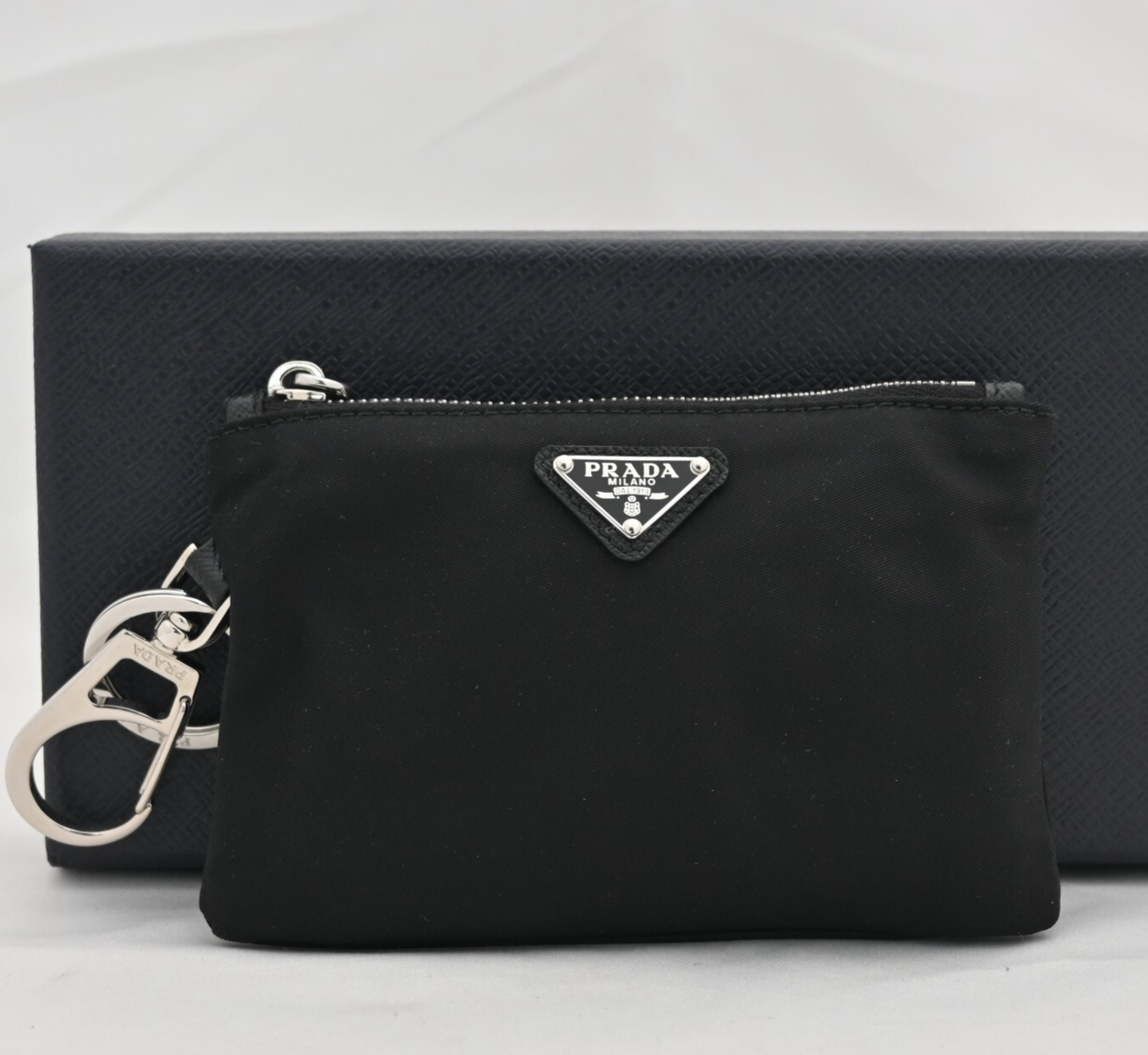Auth Prada Coin Purse with Key Ring and Box in Nero Black - PR8836EW