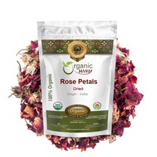 Organic Way Rose Petals Dried - Organic, Kosher  USDA Certified