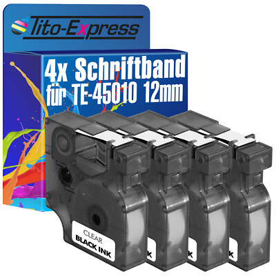 4x Schriftband für Dymo 45010 LabelManager 100 120P 150 160 200 450 500TS 350