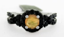 GENUINE OPAL & BLACK ONYX RING .925 Sterling Silver - NEW WITH TAG