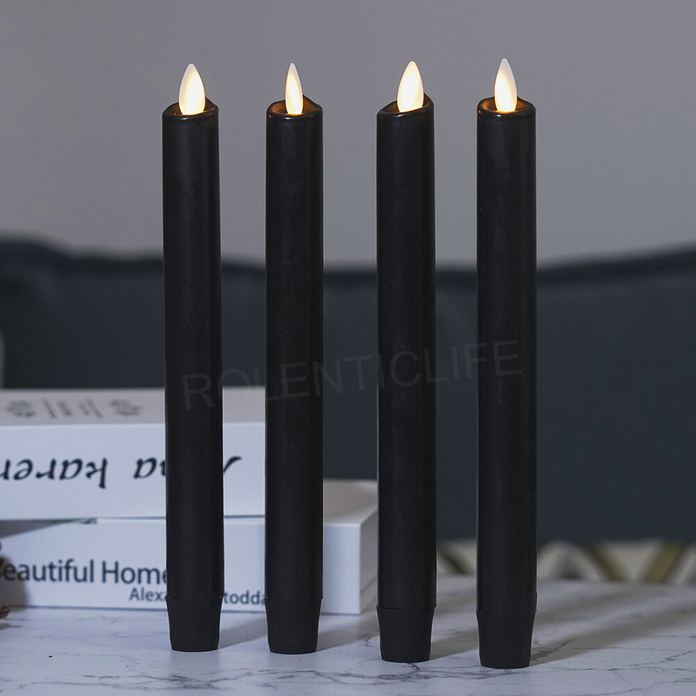 Luminara Flammlose Kerzen Set (2 Stück) – Echtwachs, Bewegliche Flamme, Timer, 2,5x24,1 Cm, Schwarz