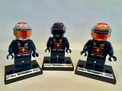 F1 Minifiguren Set 3 x Max Verstappen Weltmeister 2024 verschiedene Versionen