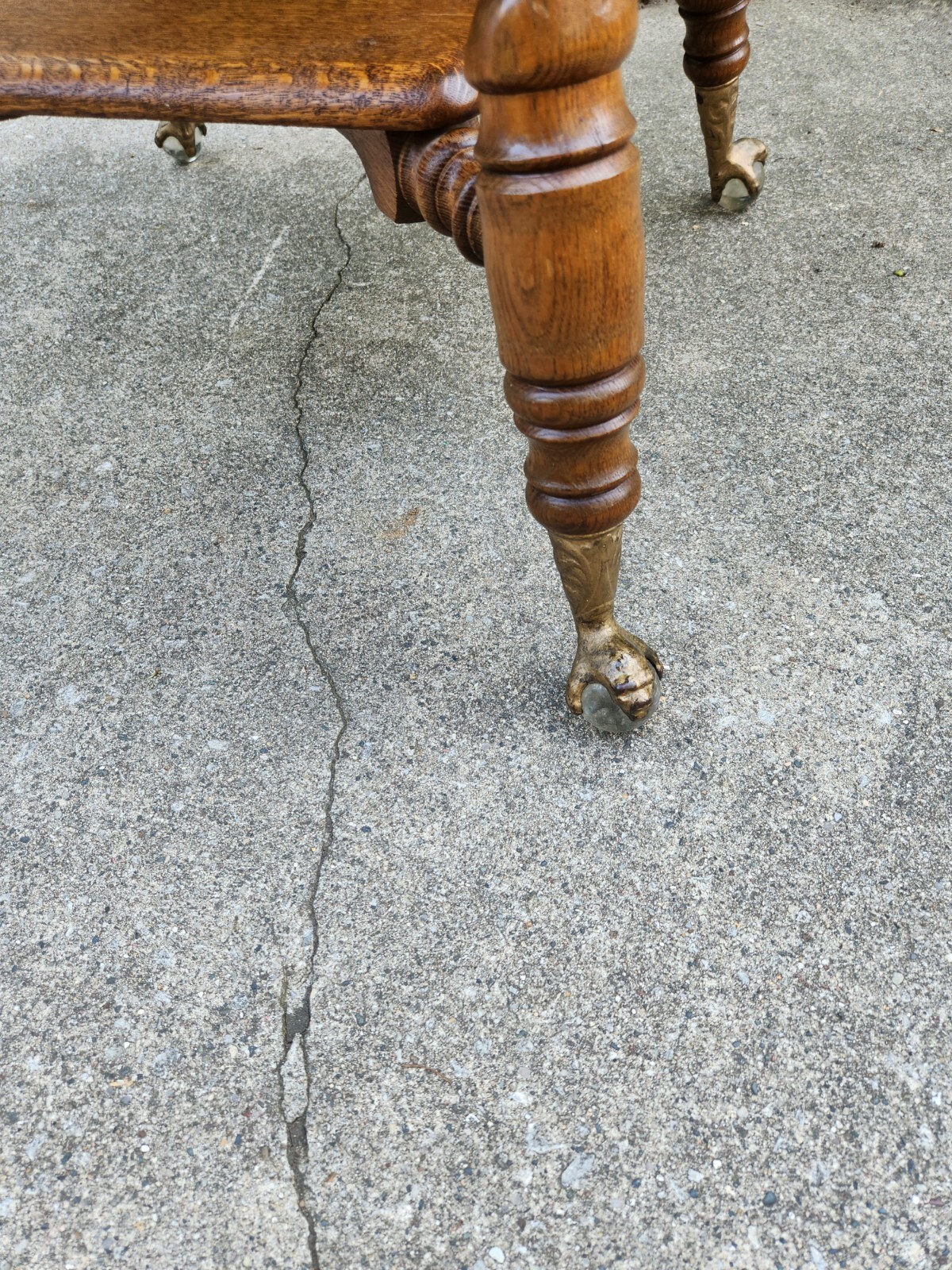 Antique Tiger Oak Parlor Table Glass Ball & Claw Feet Twisted Legs eBay